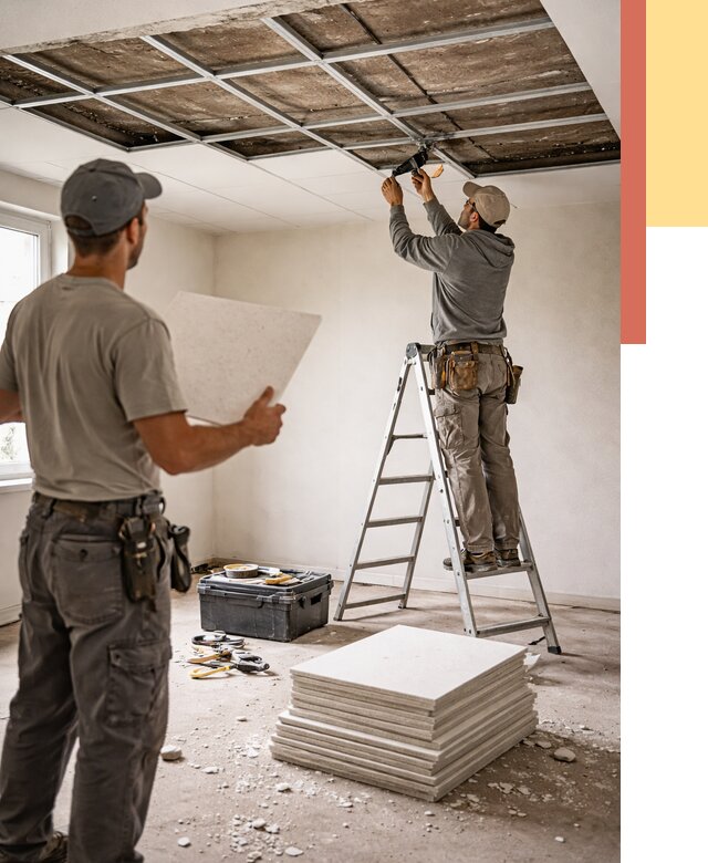Замена плит подвесного потолка в Кохме от 1818 руб. быстро и недорого | ОТДЕЛОЧНИК-Кхм