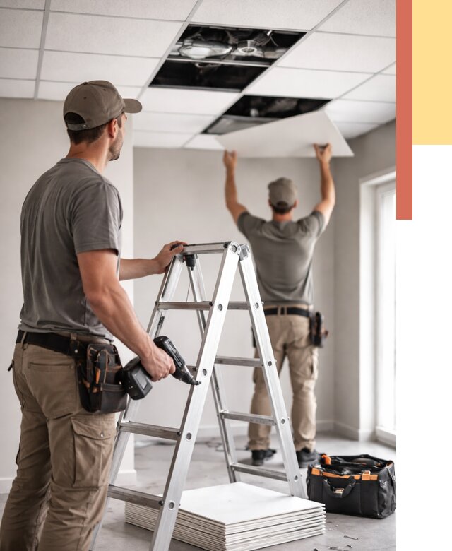 Обслуживание подвесного потолка в Кохме от 3636 руб. — быстро и недорого | ОТДЕЛОЧНИК-Кхм