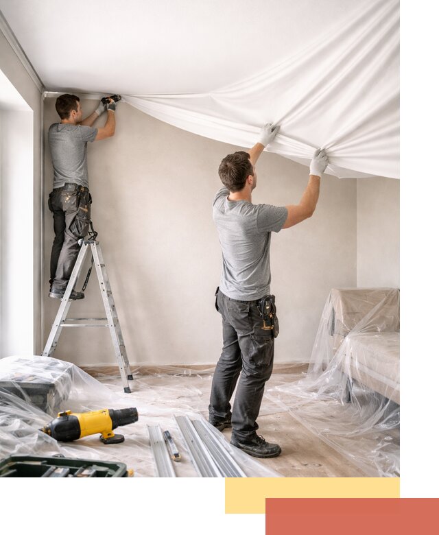 Монтаж тканевого натяжного потолка в Кохме недорого и быстро