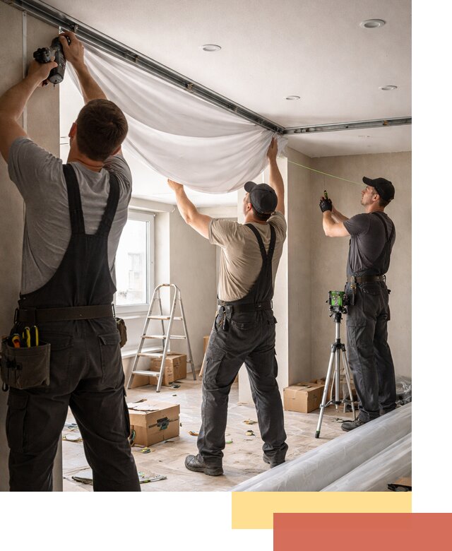 Монтаж парящего натяжного потолка под ключ в Кохме