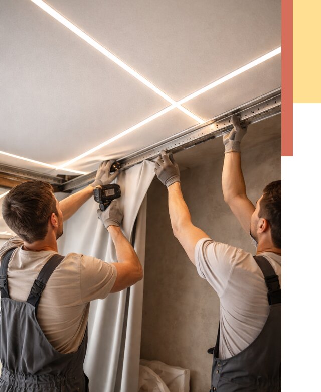 Монтаж натяжного потолка со световыми линиями в Кохме от 1247 руб. | ОТДЕЛОЧНИК-Кхм