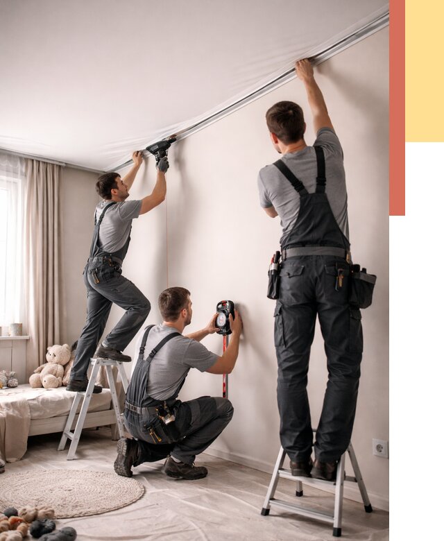 Монтаж натяжного потолка в детской в Кохме от 3636 руб. — быстро и недорого | ОТДЕЛОЧНИК-Кхм