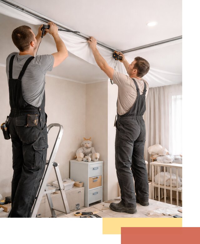 Монтаж натяжного потолка в детской комнате в Кохме