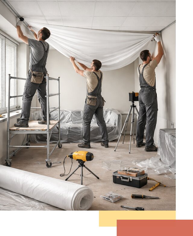 Монтаж натяжного потолка в офисе в Кохме