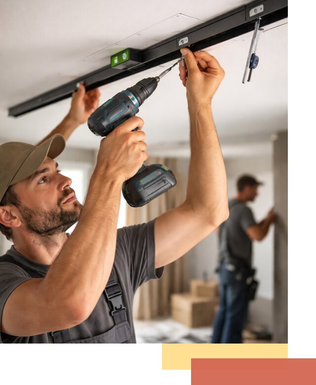 Установка трековых светильников в натяжной потолок в Кохме