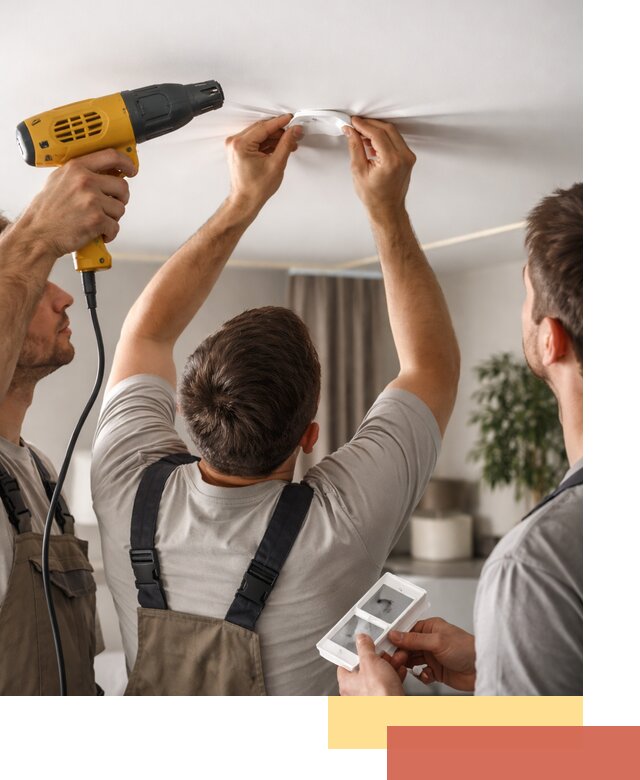 Ремонт прокола полотна натяжного потолка в Кохме