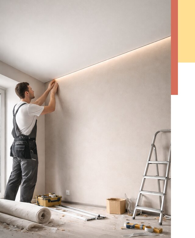 Теневые натяжные потолки в Кохме от 8518 руб. под ключ | ОТДЕЛОЧНИК-Кхм