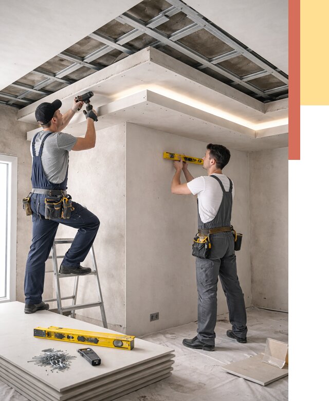 Двухуровневый потолок из гипсокартона в Кохме от 1506 руб. под ключ | ОТДЕЛОЧНИК-Кхм