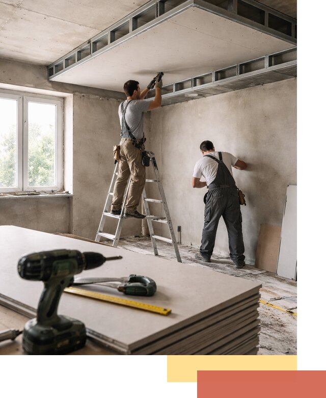 Двухуровневый потолок из гипсокартона в Кохме