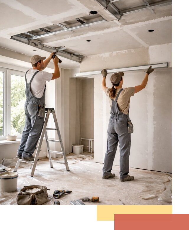 Монтаж многоуровневого потолка из гипсокартона в Кохме