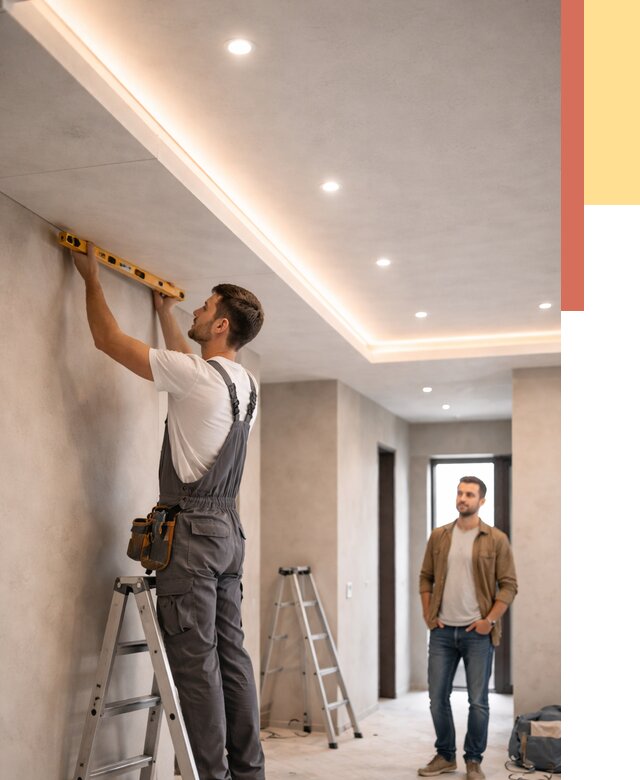 Потолок из гипсокартона с подсветкой в Кохме от 779 руб./м2 под ключ | ОТДЕЛОЧНИК-Кхм