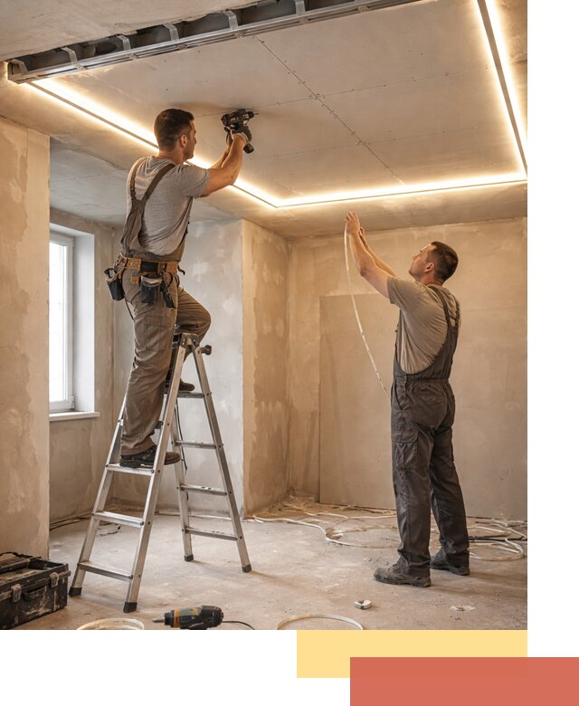 Потолок из гипсокартона с подсветкой в Кохме