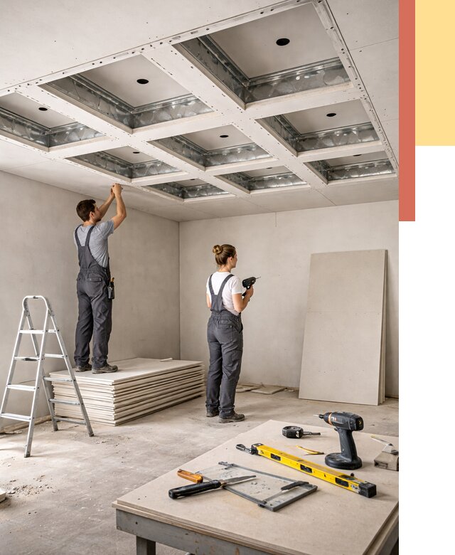 Кессонный потолок из гипсокартона в Кохме от 1922 руб. — монтаж и под ключ | ОТДЕЛОЧНИК-Кхм