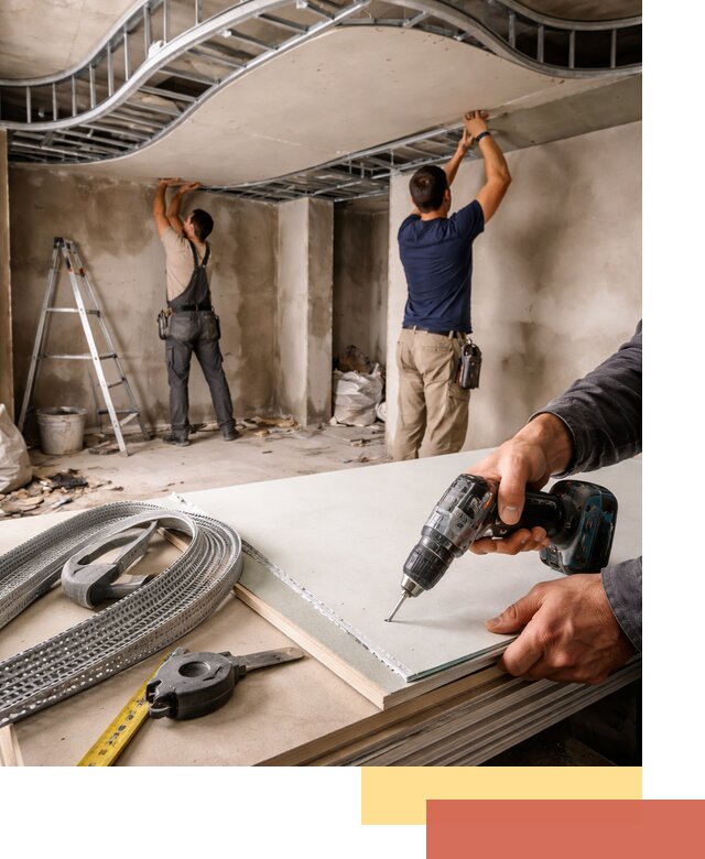 Криволинейный потолок из гипсокартона в Кохме — монтаж и отделка