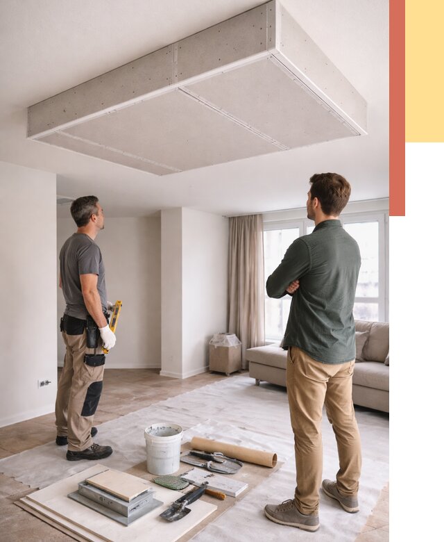 Короб на потолке из гипсокартона в Кохме от 2285 руб. — монтаж и услуги под ключ | ОТДЕЛОЧНИК-Кхм