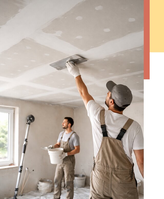 Шпаклевка потолка из гипсокартона в Кохме от 3324 руб./м2 — услуги под ключ | ОТДЕЛОЧНИК-Кхм