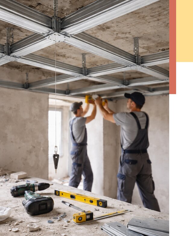 Монтаж каркаса потолка из профиля в Кохме от 4675 руб. — услуги ОТДЕЛОЧНИК-Кхм