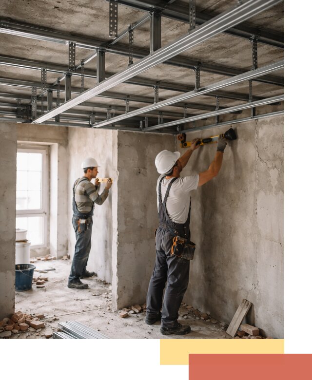 Монтаж каркаса потолка из профильного профиля в Кохме