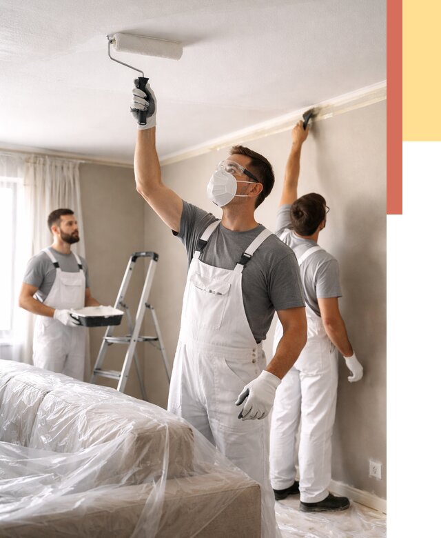 Покраска потолка водоэмельсионной краской в Кохме от 2285 руб/м² — услуги под ключ | ОТДЕЛОЧНИК-Кхм