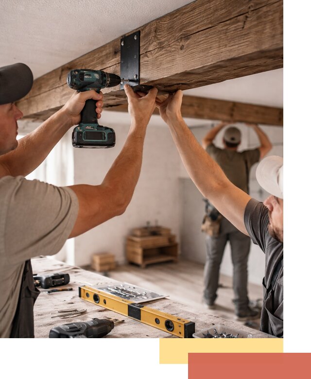 Монтаж декоративных потолочных балок в Кохме