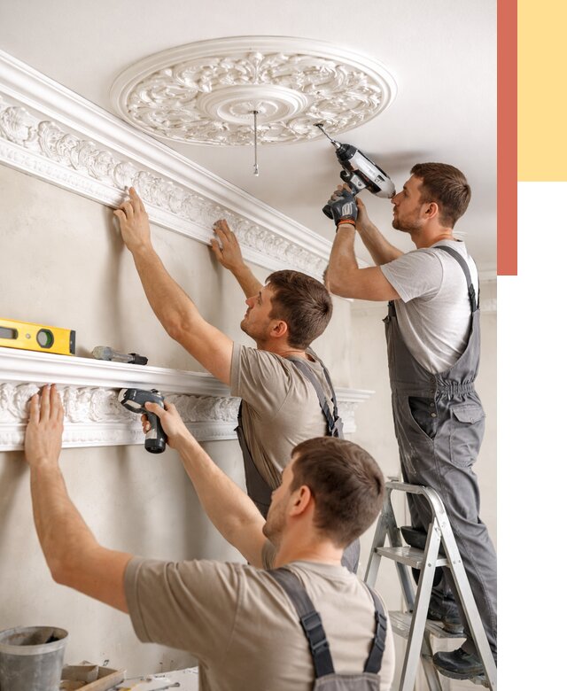 Монтаж лепнины на потолок в Кохме от 3324 руб. быстро и недорого | ОТДЕЛОЧНИК-Кхм